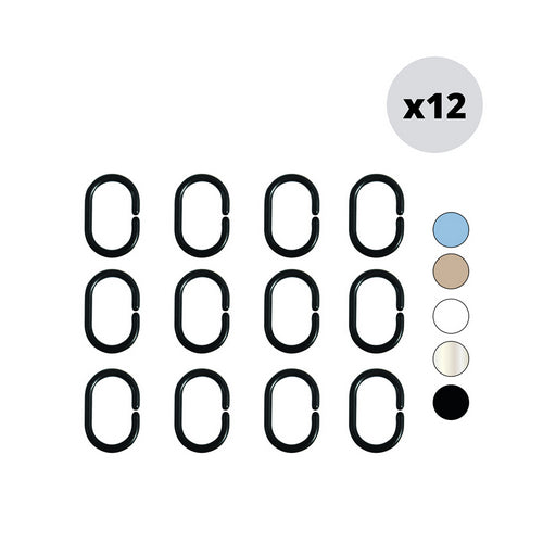 Dianflex 12 PZ ANELLI PER TENDA DOCCIA IN POLIPROPILENE Neri - 102-SX09-NE