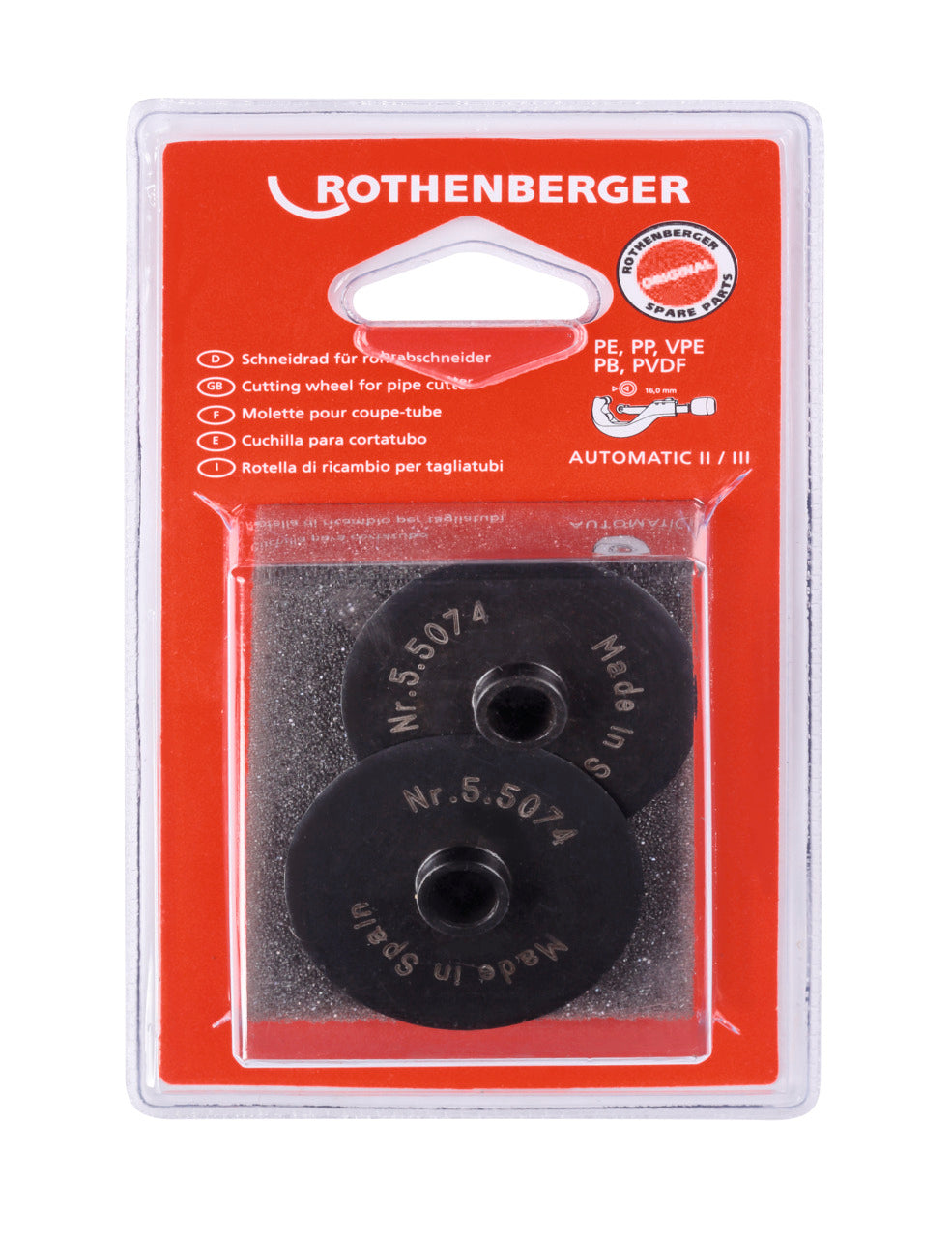 Rothenberger Rotella di ricambio per tagliatubi ROCUT e Automatik, misura 3, 2 pz - 055074D
