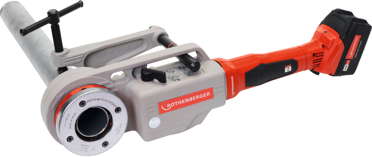 Rothenberger SUPERTRONIC 2000 E, con testine BSPT R 1/2'-2', morsa, adattatore ROFIX, senza batteria né caricabatteria - 1000003388