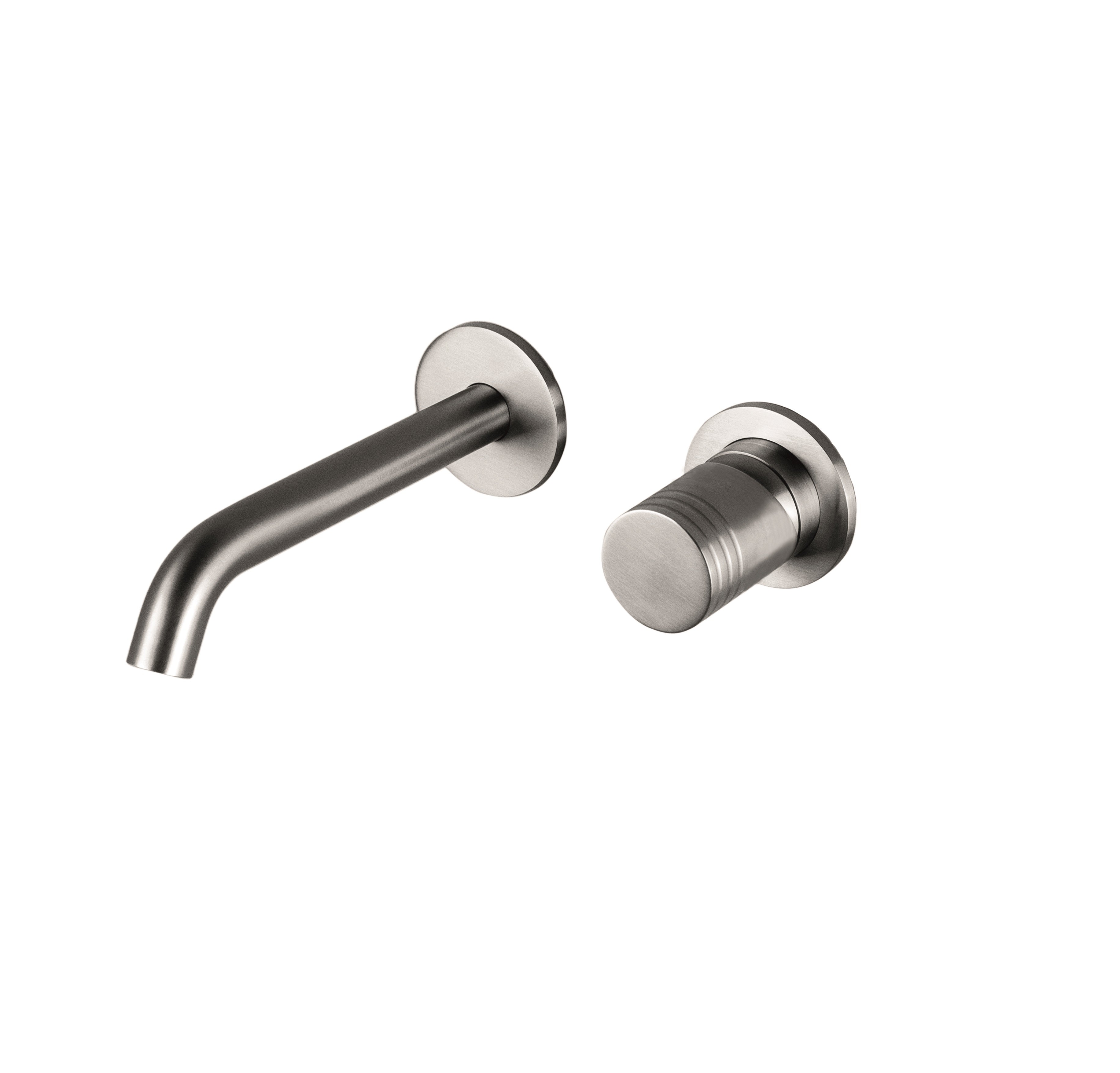 Tubico Loira rubinetto miscelatore a parete per lavabo con bocca da 21cm in acciaio inox 316L satinato Made in Italy T34197S