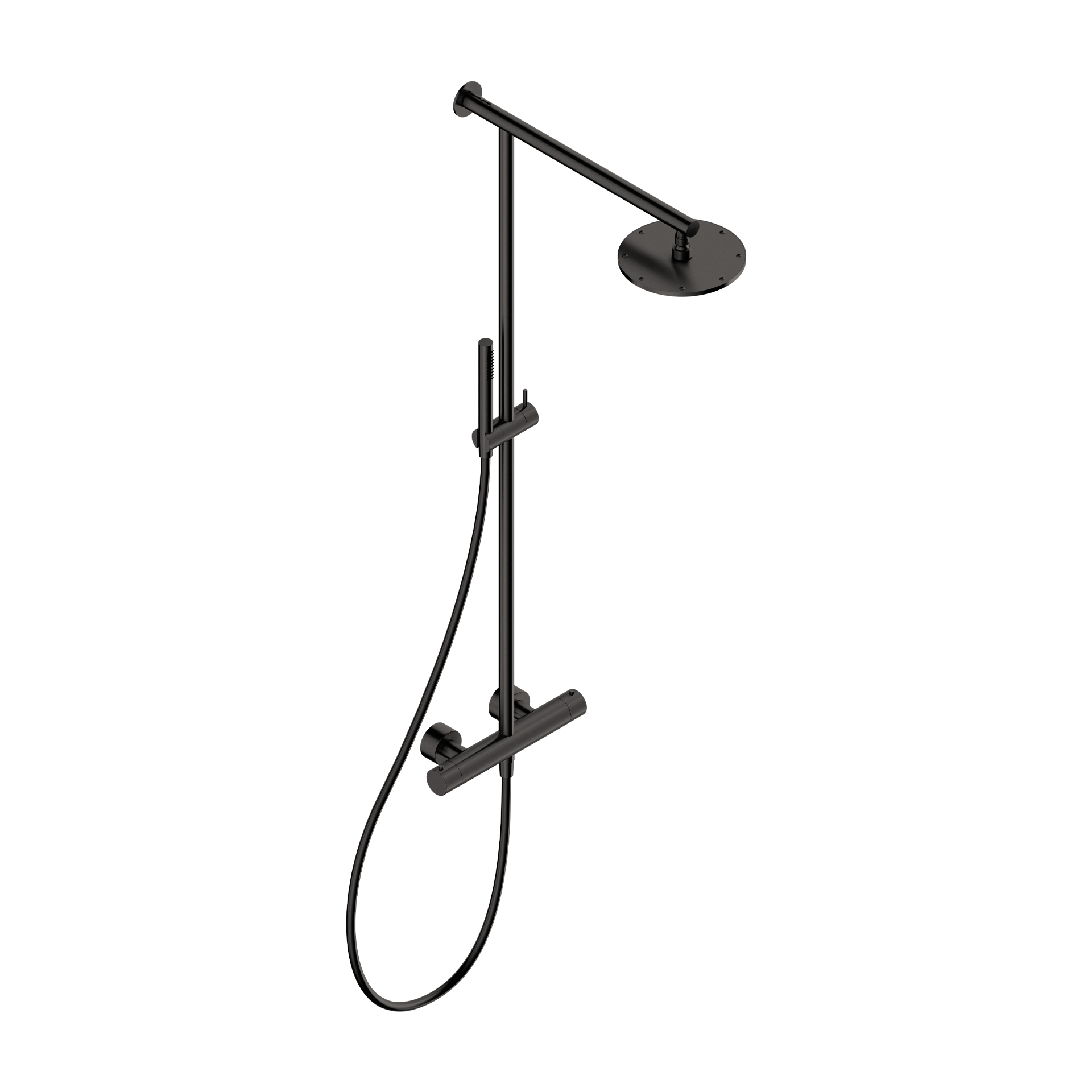 Colonne de douche Tubico Flows avec toboggan en acier inoxydable 316L noir Made in Italy T34134B