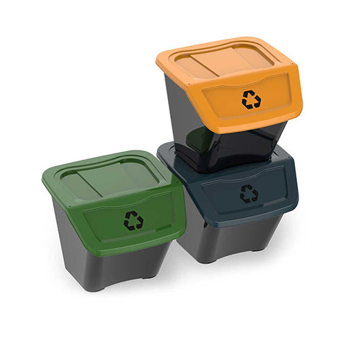 LOT DE 3 POUBELLES ECOBIN POUR COLLECTE SÉPARÉE DES DÉCHETS