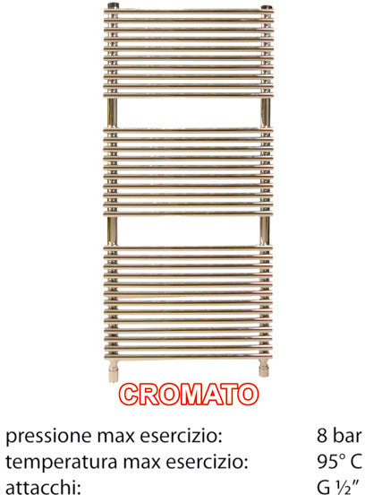 Termotech Sofia scaldasalviette radiatore termoarredo 1500 x 500 interasse 450 cromato