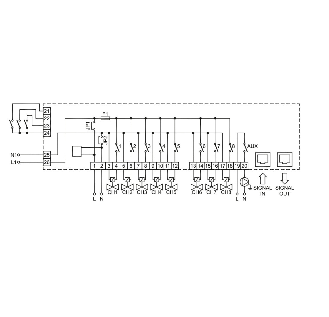 Seitron modulo a 8 relè + uscita pompa 230V DLP841M