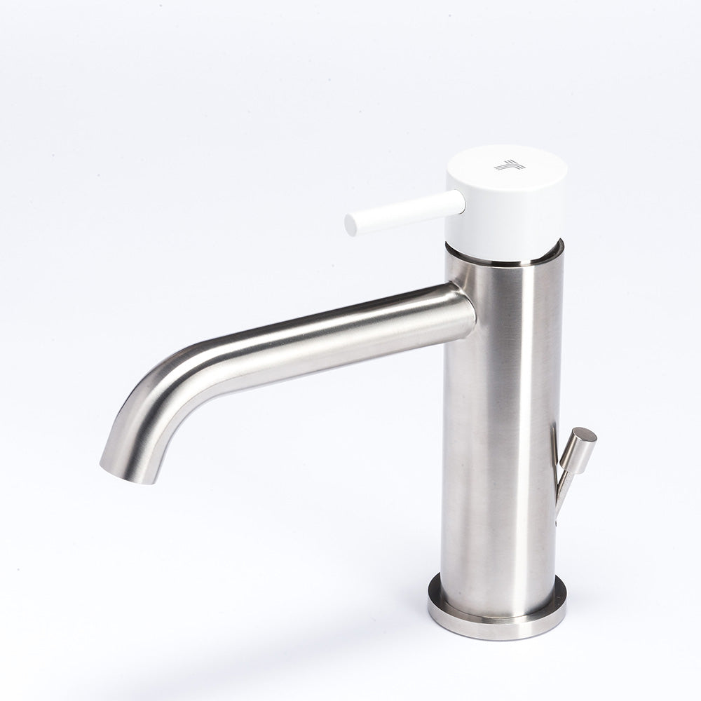 Tubico Colorado miscelatore per lavabo in acciaio inox con maniglia Neve Made in Italy T20010N