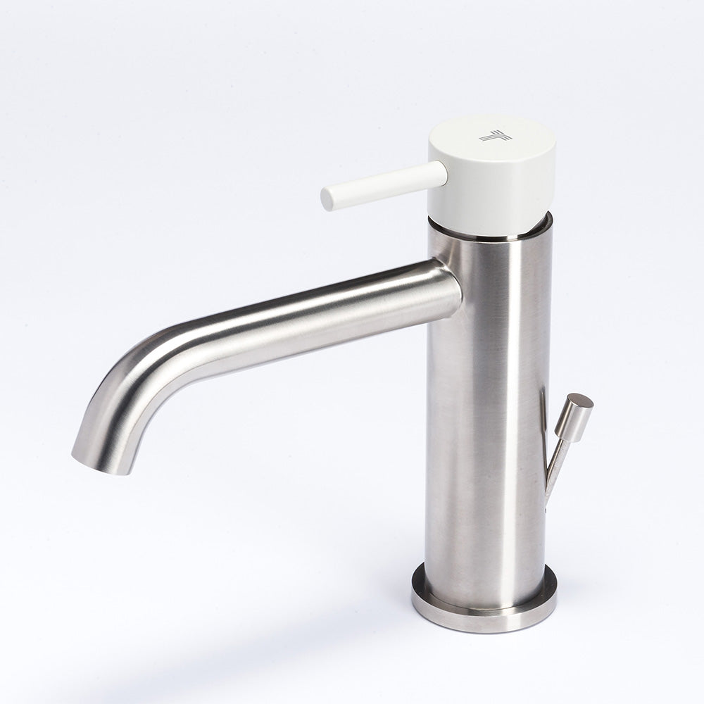 Tubico Colorado miscelatore per lavabo in acciaio inox con maniglia Perla Made in Italy T20010P