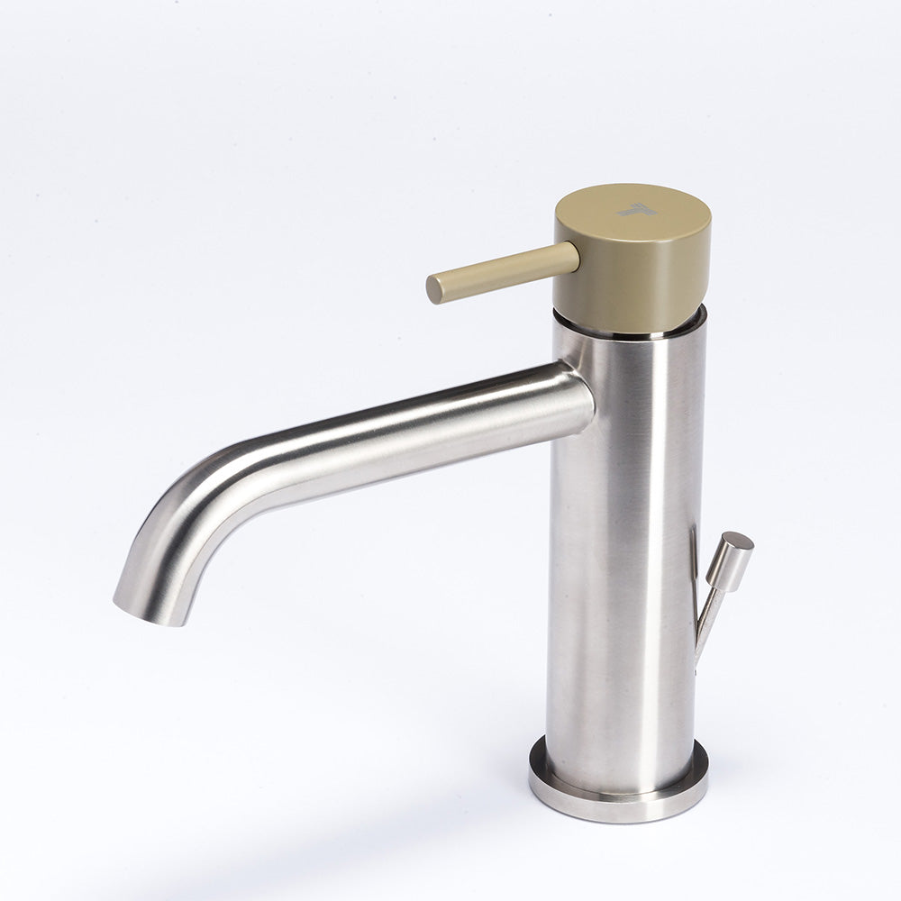 Tubico Colorado miscelatore per lavabo in acciaio inox con maniglia Ulivo Made in Italy T20010U