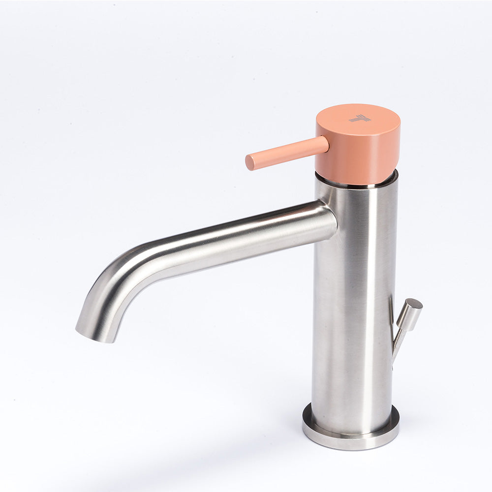 Tubico Colorado miscelatore per lavabo in acciaio inox con maniglia Cipria Made in Italy T20010X