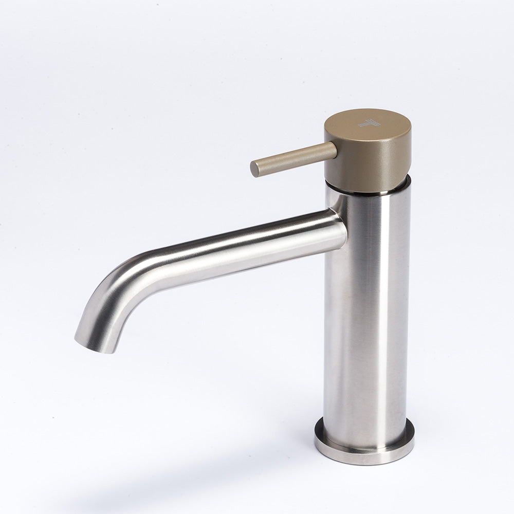 Tubico Colorado miscelatore lavabo senza scarico in acciaio inox con maniglia Deserto Made in Italy T20011D