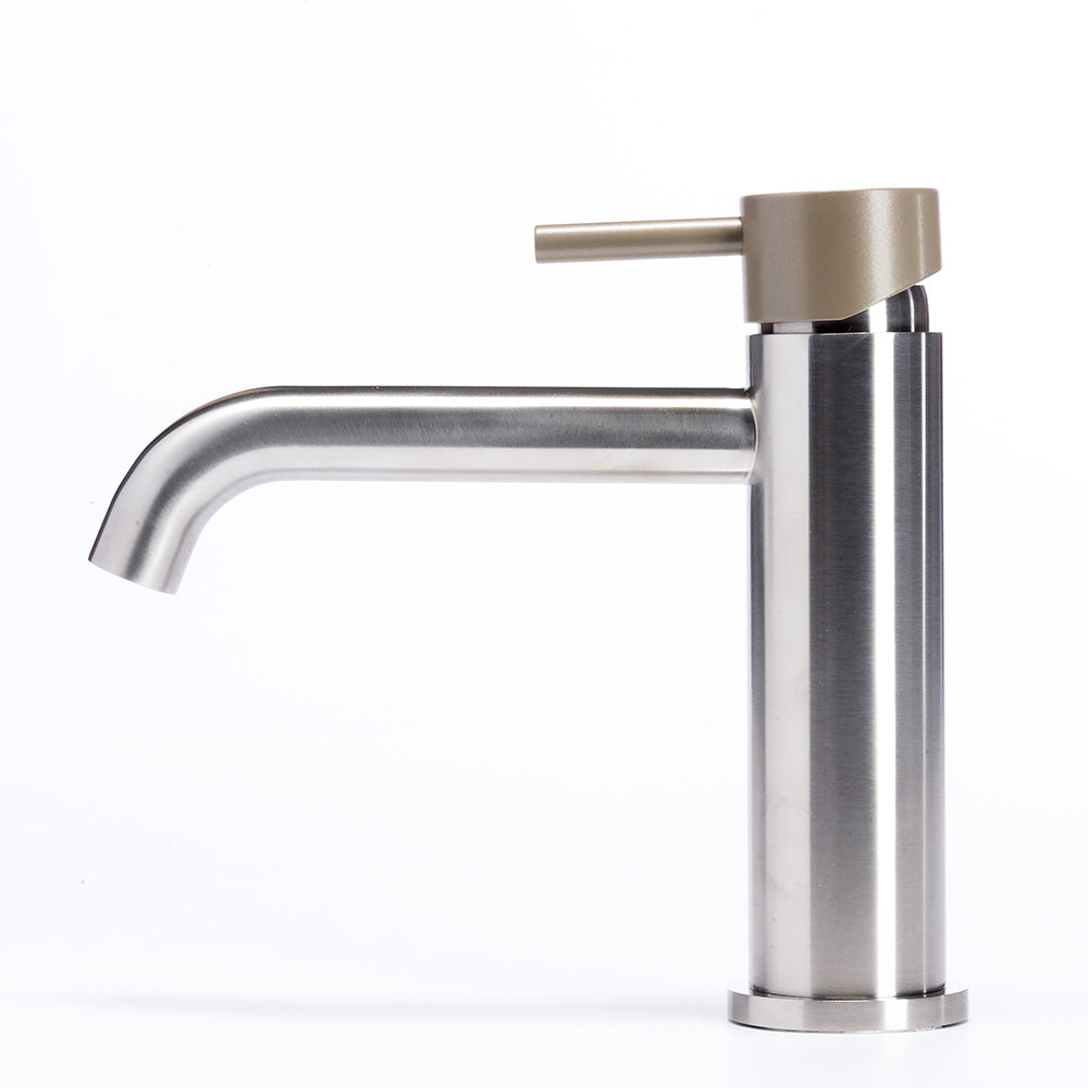 Tubico Colorado miscelatore lavabo senza scarico in acciaio inox con maniglia Deserto Made in Italy T20011D