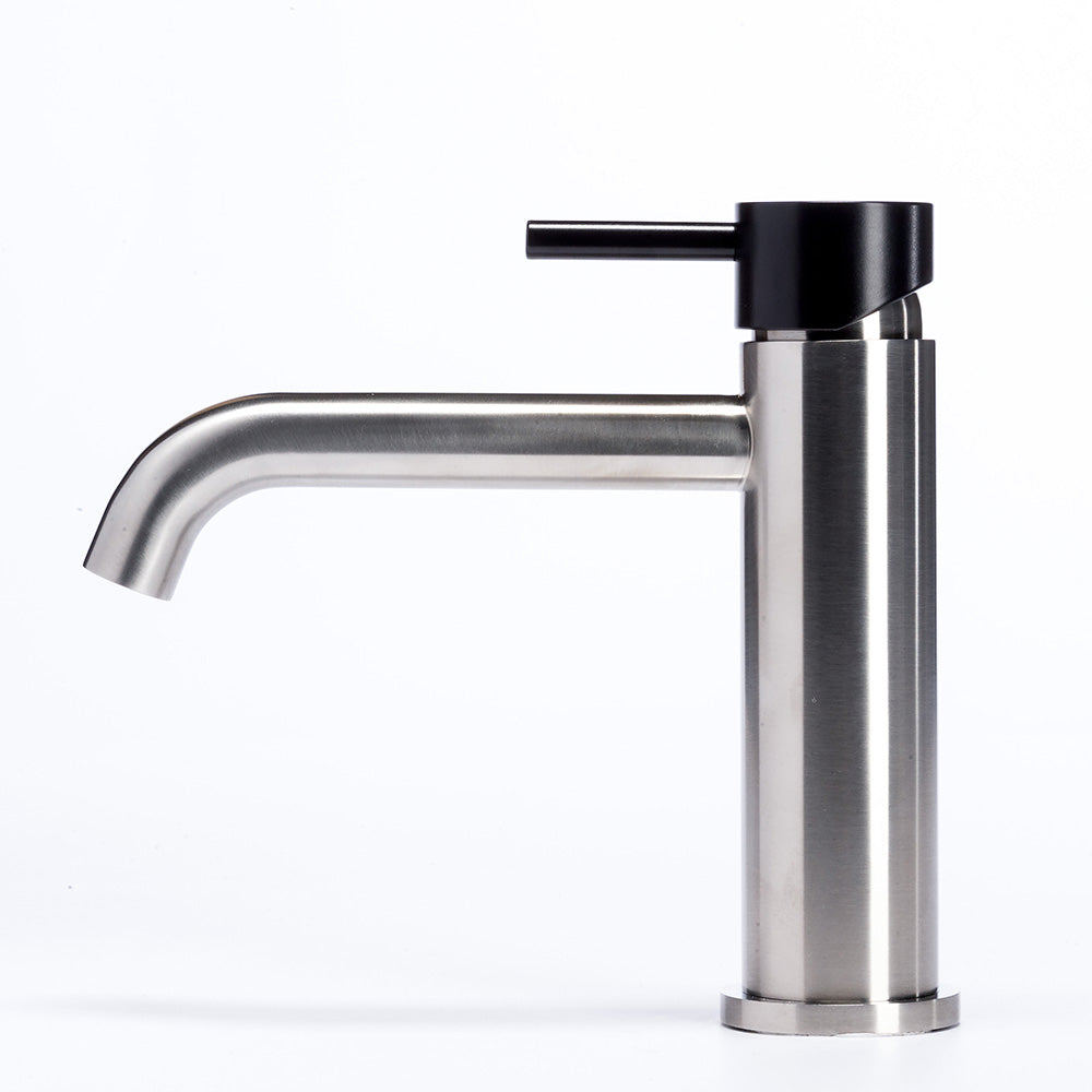 Tubico Colorado miscelatore lavabo senza scarico in acciaio inox con maniglia Carbone Made in Italy T20011E