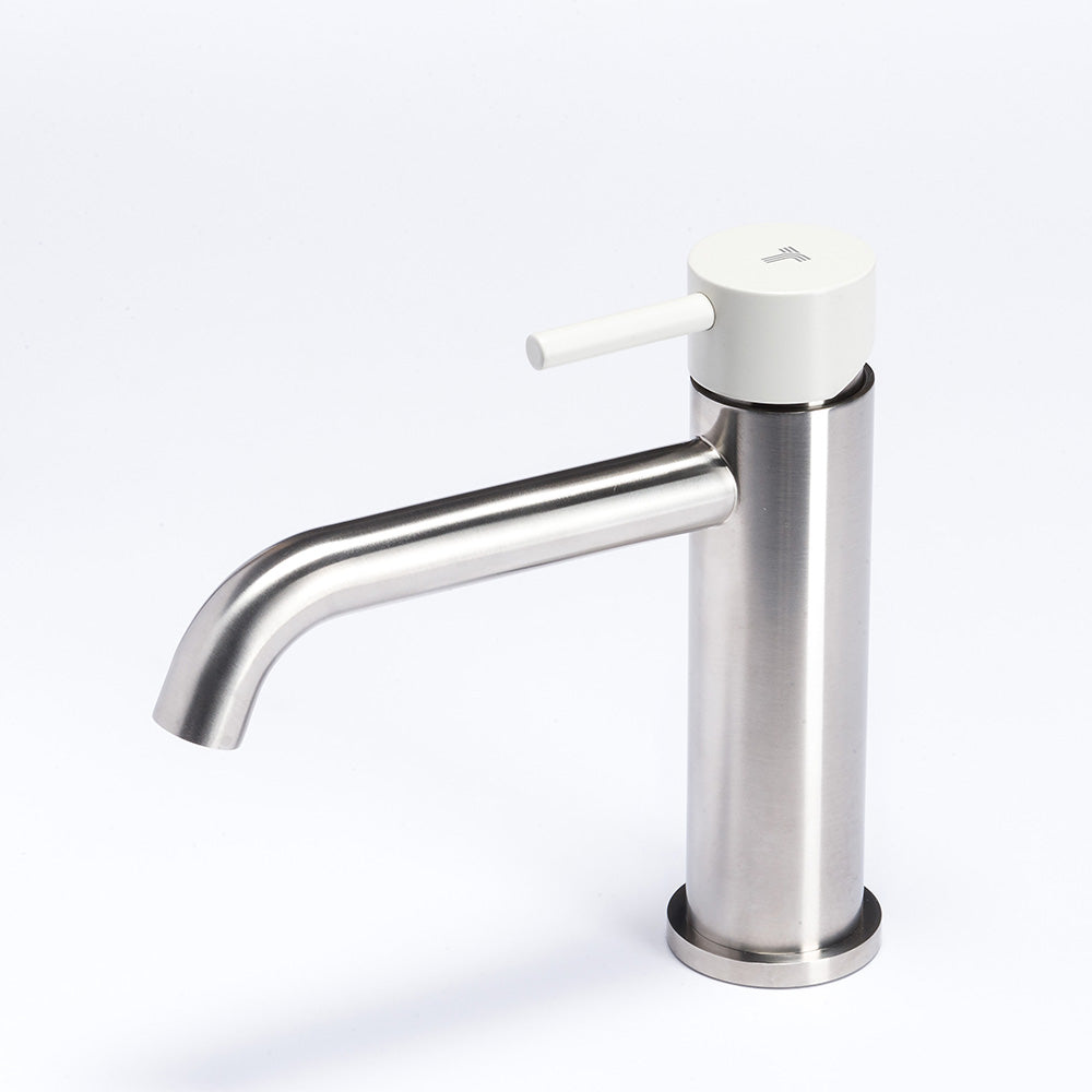 Tubico Colorado miscelatore lavabo senza scarico in acciaio inox con maniglia Perla Made in Italy T20011P