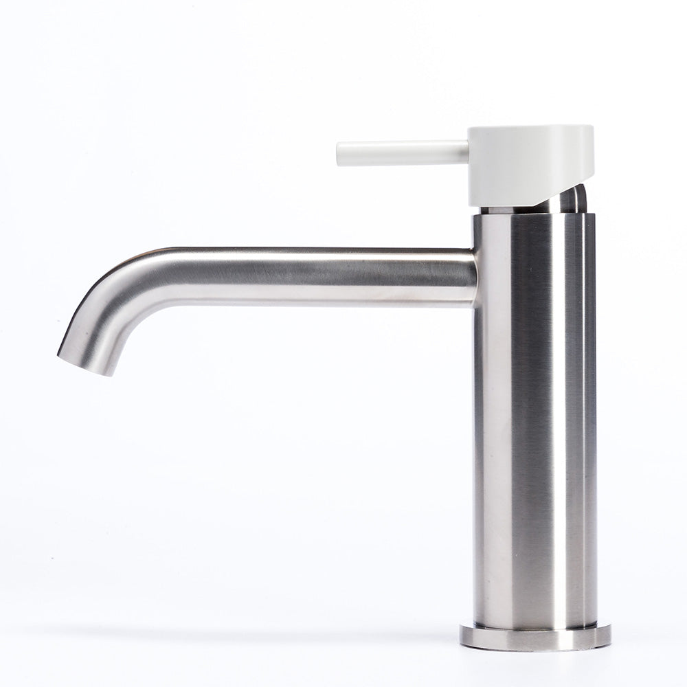 Tubico Colorado miscelatore lavabo senza scarico in acciaio inox con maniglia Perla Made in Italy T20011P