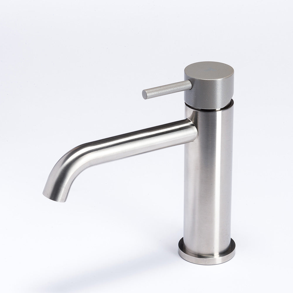 Tubico Colorado miscelatore lavabo senza scarico in acciaio inox con maniglia Roccia Made in Italy T20011R