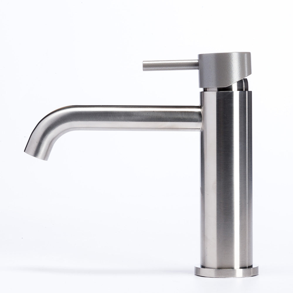 Tubico Colorado miscelatore lavabo senza scarico in acciaio inox con maniglia Roccia Made in Italy T20011R