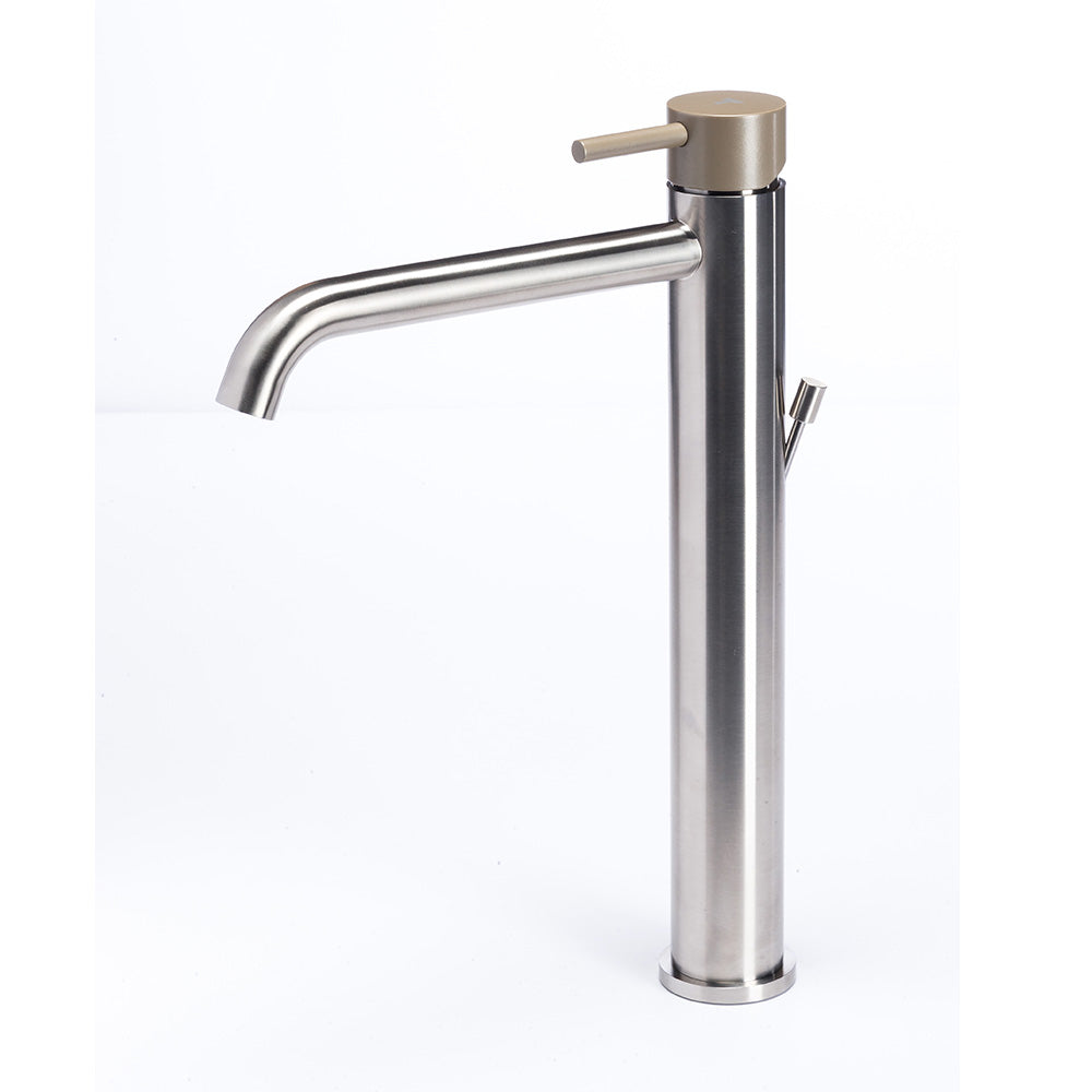 Tubico Colorado miscelatore lavabo alto in acciaio inox con maniglia Deserto Made in Italy T20020D