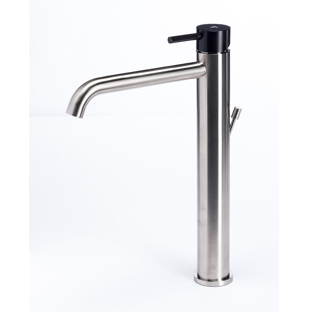 Tubico Colorado miscelatore lavabo alto in acciaio inox con maniglia Carbone Made in Italy T20020E