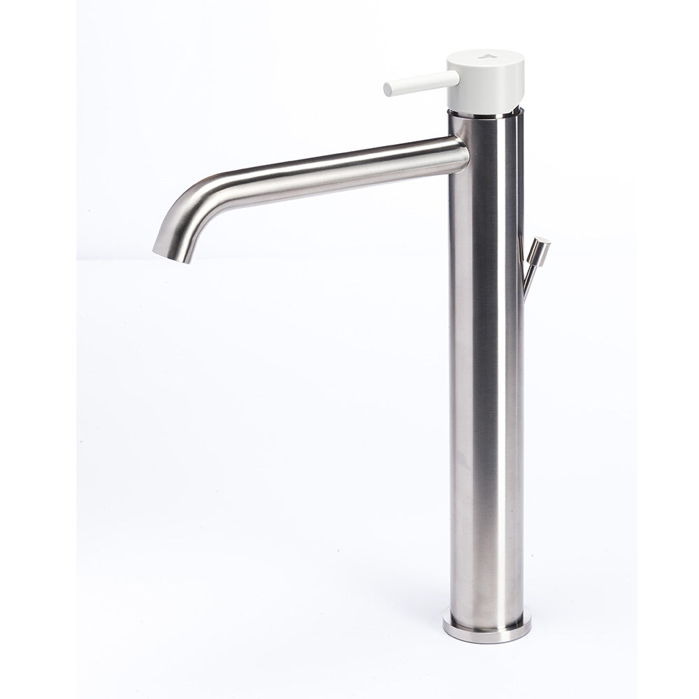 Tubico Colorado miscelatore lavabo alto in acciaio inox con maniglia Perla Made in Italy T20020P
