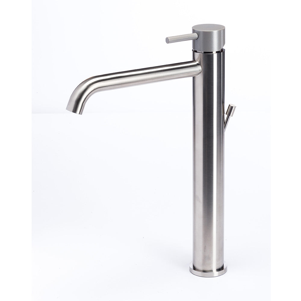 Tubico Colorado miscelatore lavabo alto in acciaio inox con maniglia Roccia Made in Italy T20020R