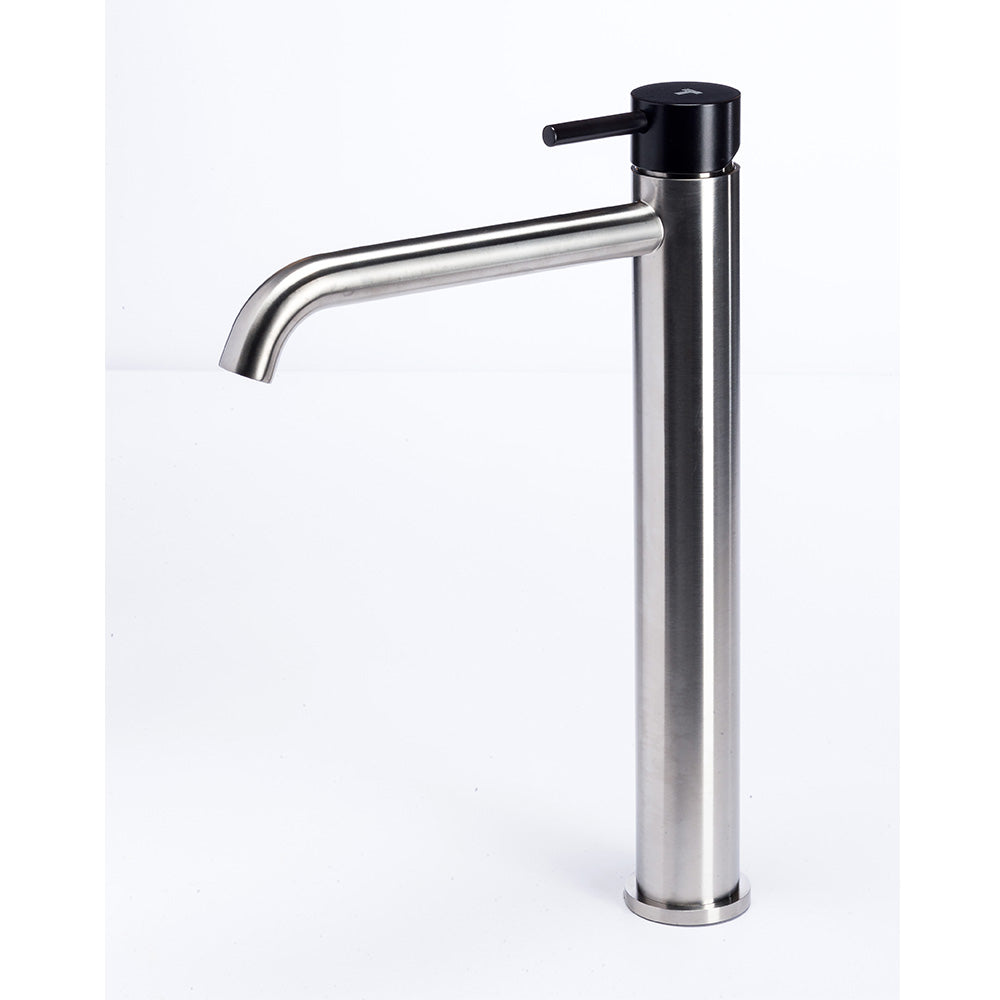 Tubico Colorado miscelatore lavabo alto senza scarico in acciaio inox con maniglia Carbone Made in Italy T20021E
