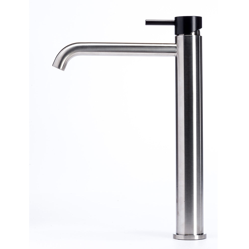 Tubico Colorado miscelatore lavabo alto in acciaio inox con maniglia Carbone Made in Italy T20020E