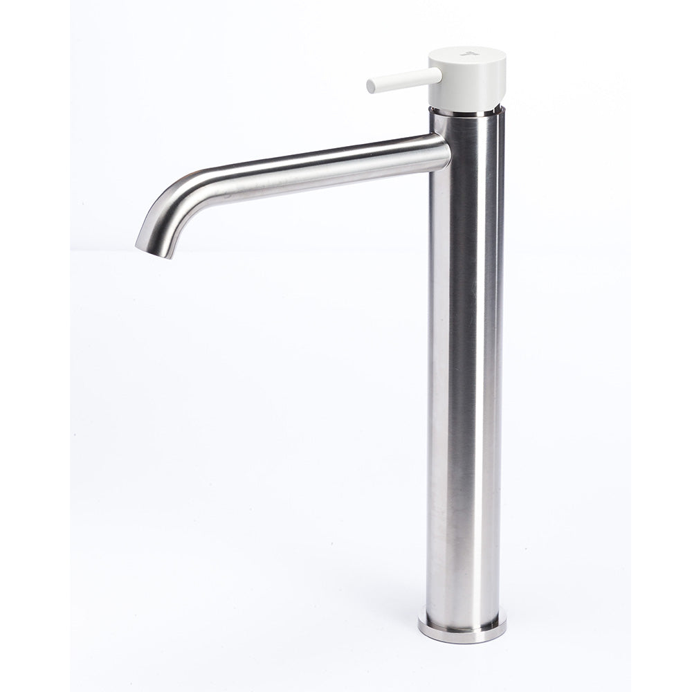 Tubico Colorado miscelatore lavabo alto senza scarico in acciaio inox con maniglia Perla Made in Italy T20021P