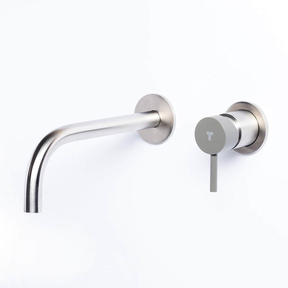Tubico Colorado miscelatore lavabo a parete in acciaio inox con maniglia Antracite Made in Italy T20050A