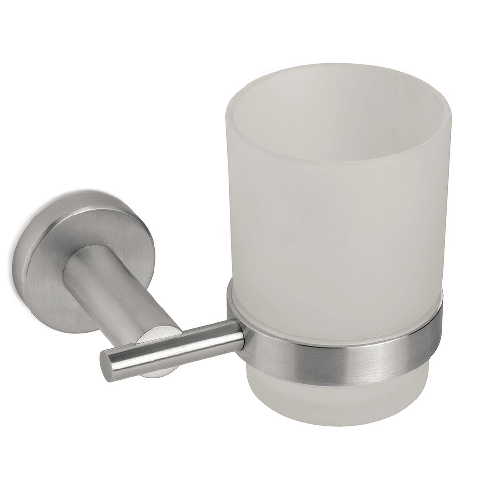 Tubico supporto con bicchiere a muro in acciaio inox Made in Italy T20300S