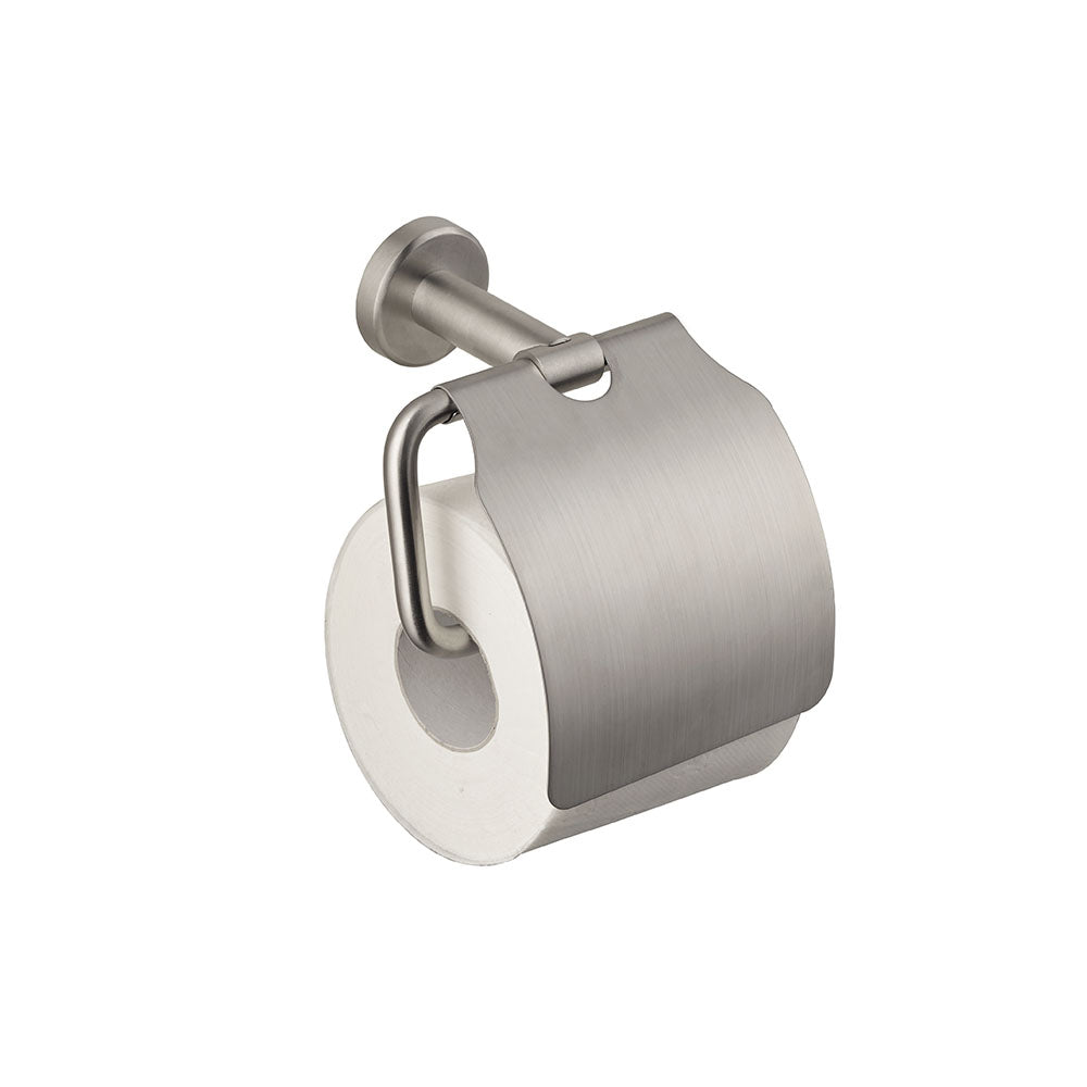 Tubico porta rotolo a muro con coperchio in acciaio inox Made in Italy T20355S