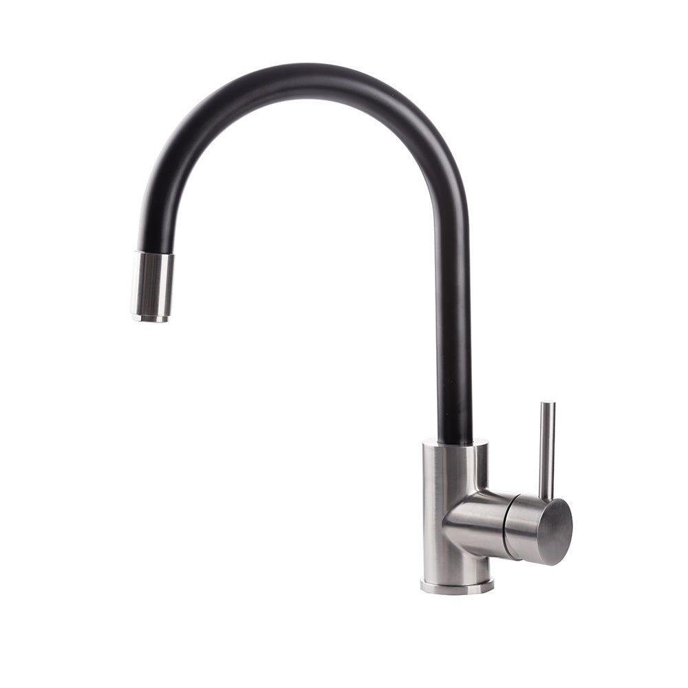 Tubico Kitchen River miscelatore in acciaio inox per lavello con canna nera Made in Italy T21023S