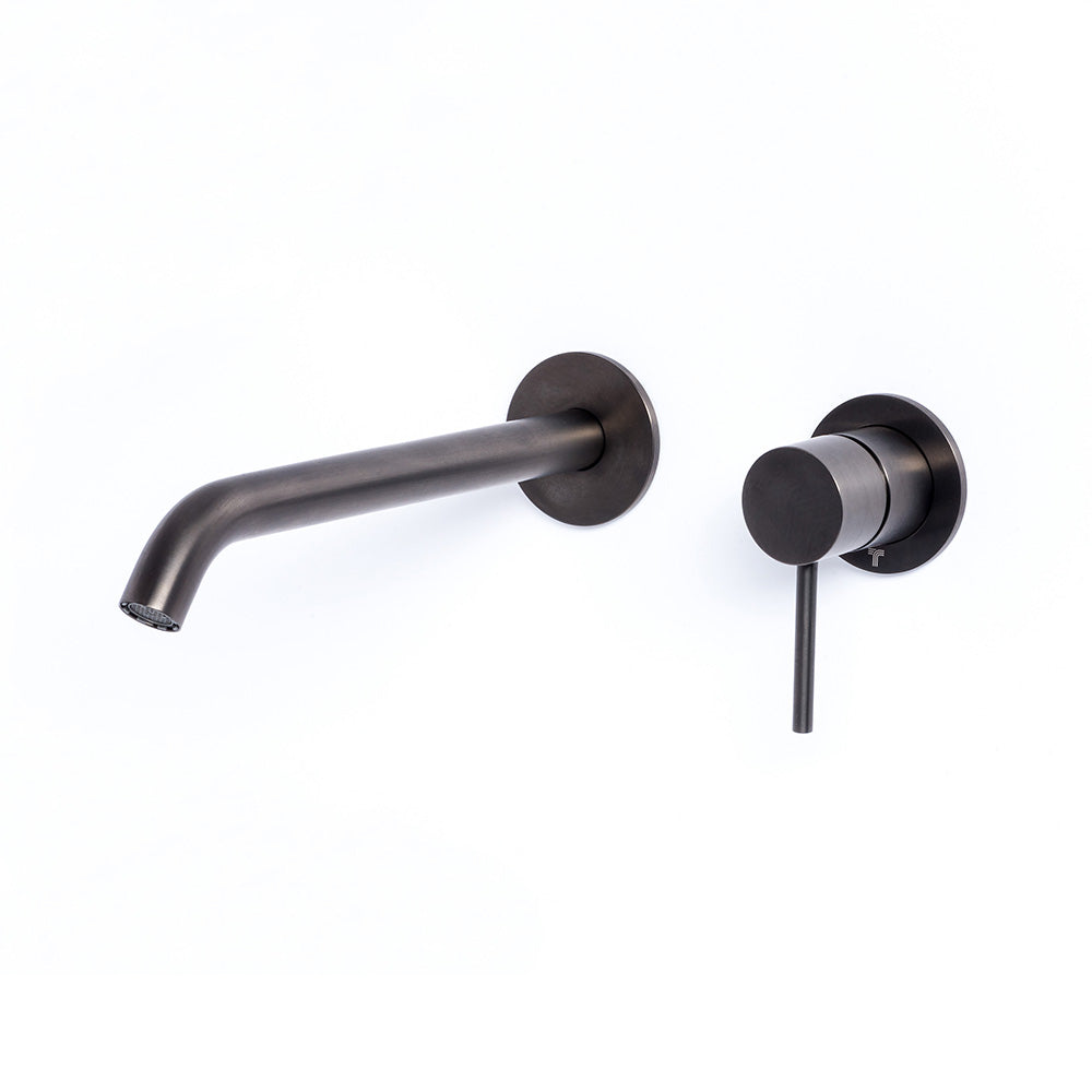 Tubico Tevere rubinetto miscelatore a parete per lavabo in acciaio inox 316L nero Made in Italy T44131B