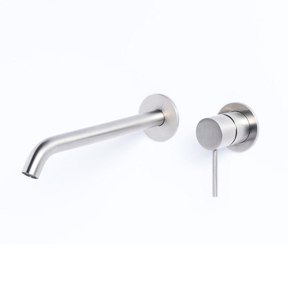 Tubico Tevere rubinetto miscelatore a parete per lavabo in acciaio inox 316L satinato Made in Italy T44131S