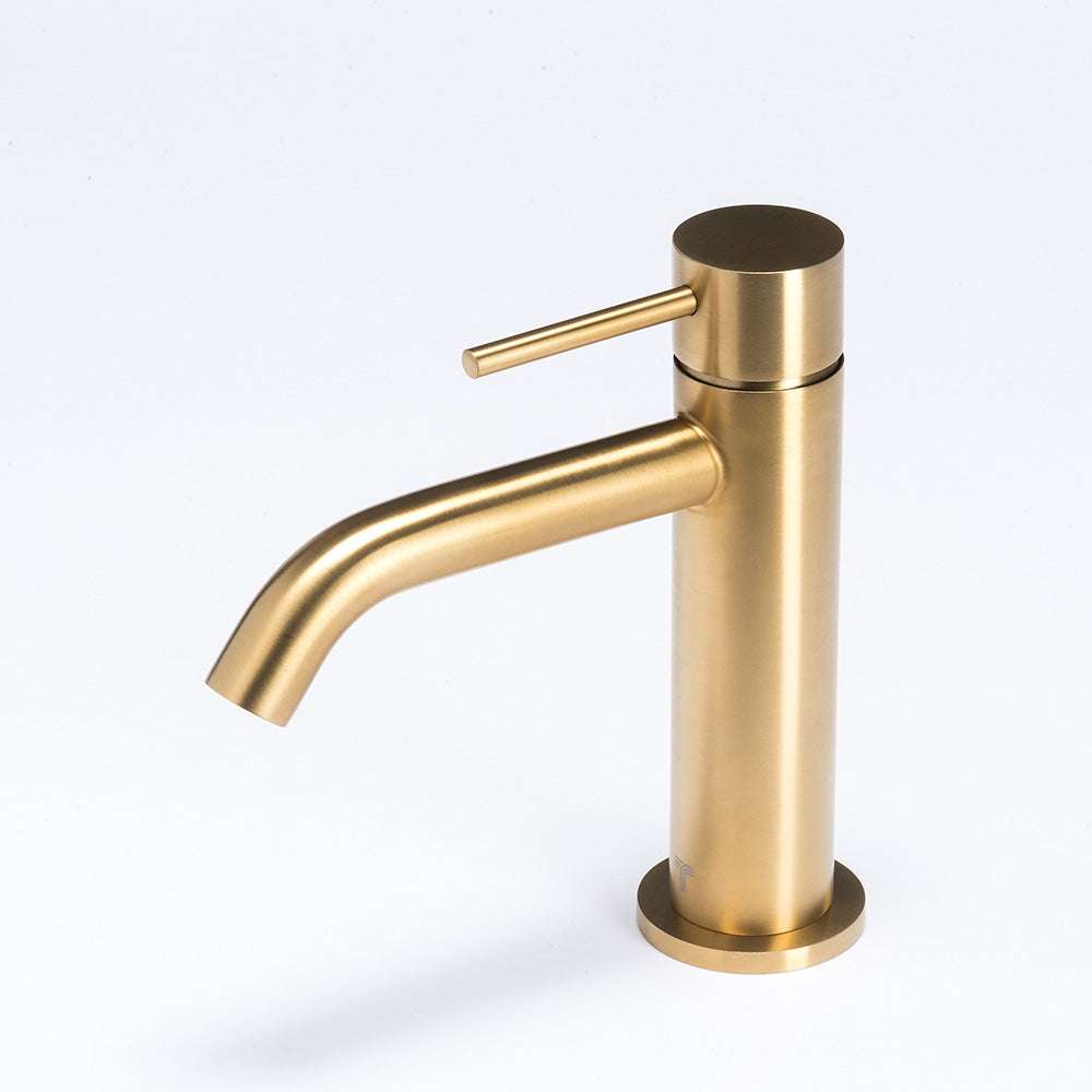 Tubico Tevere rubinetto miscelatore per lavabo in acciaio inox 316L oro Made in Italy T44119G
