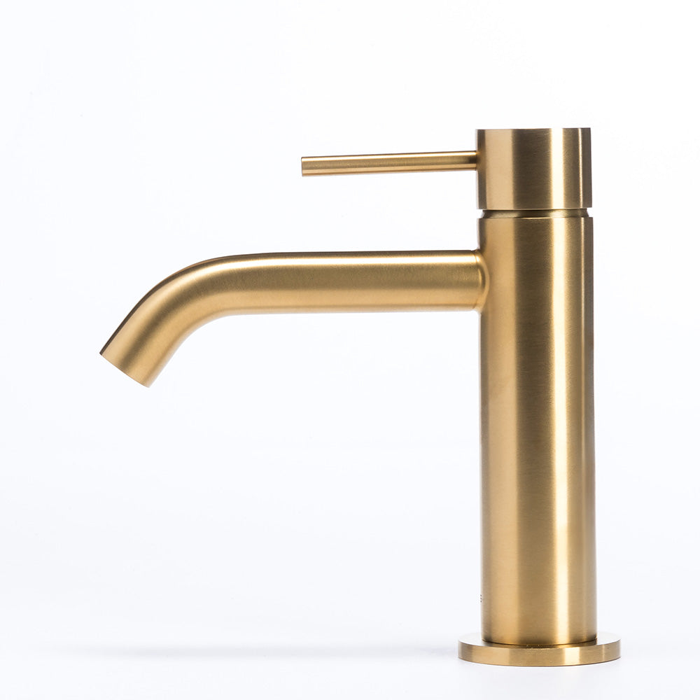 Tubico Tevere rubinetto miscelatore per lavabo in acciaio inox 316L oro Made in Italy T44119G