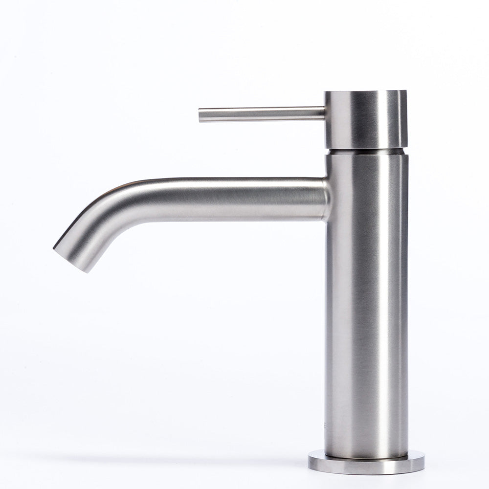 Tubico Tevere rubinetto miscelatore per lavabo in acciaio inox 316L satinato Made in Italy T44119S