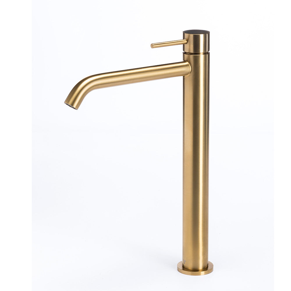 Tubico Tevere rubinetto miscelatore alto per lavabo in acciaio inox 316L oro Made in Italy T44120G