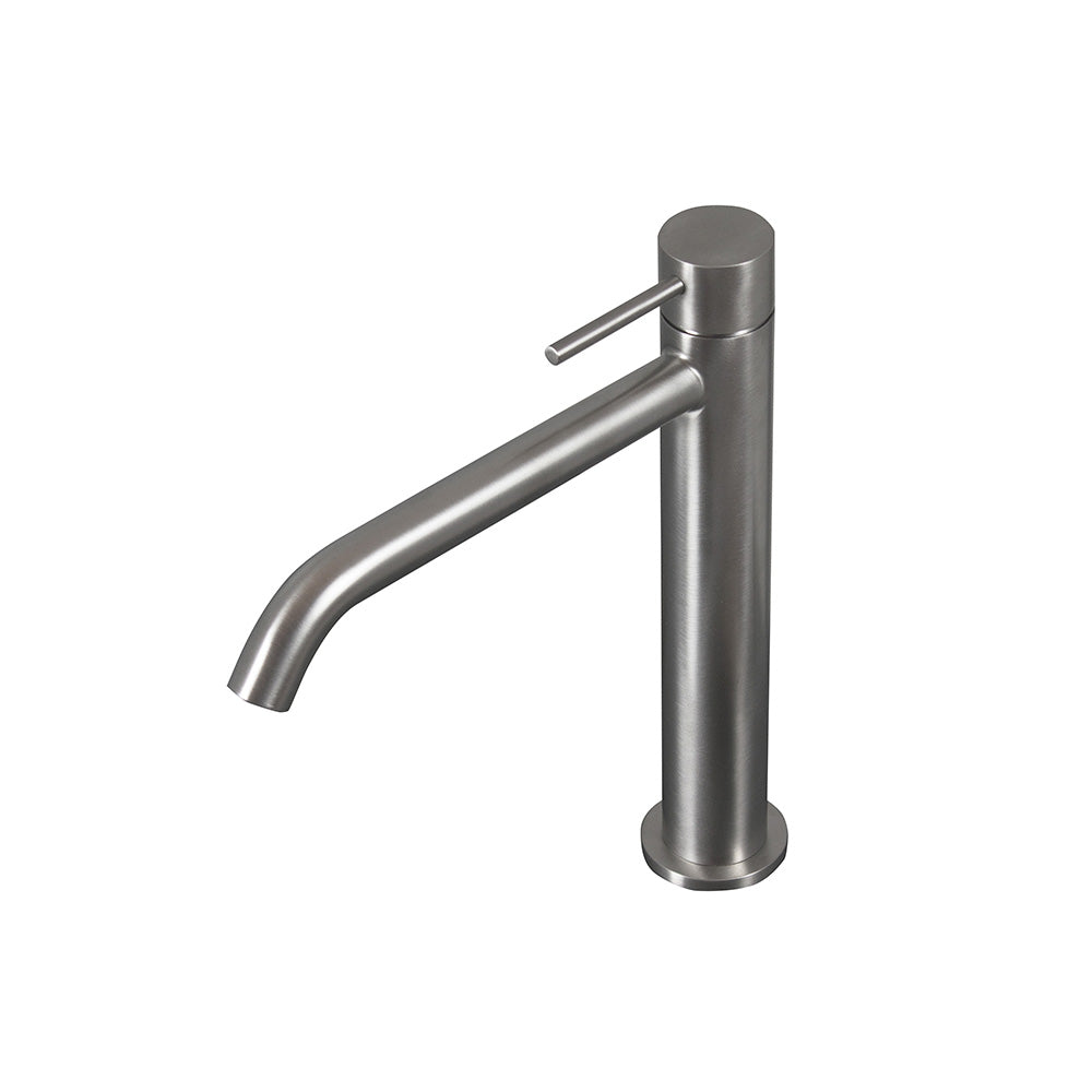 Tubico Tevere rubinetto miscelatore alto per lavabo in acciaio inox 316L satinato Made in Italy T44166S