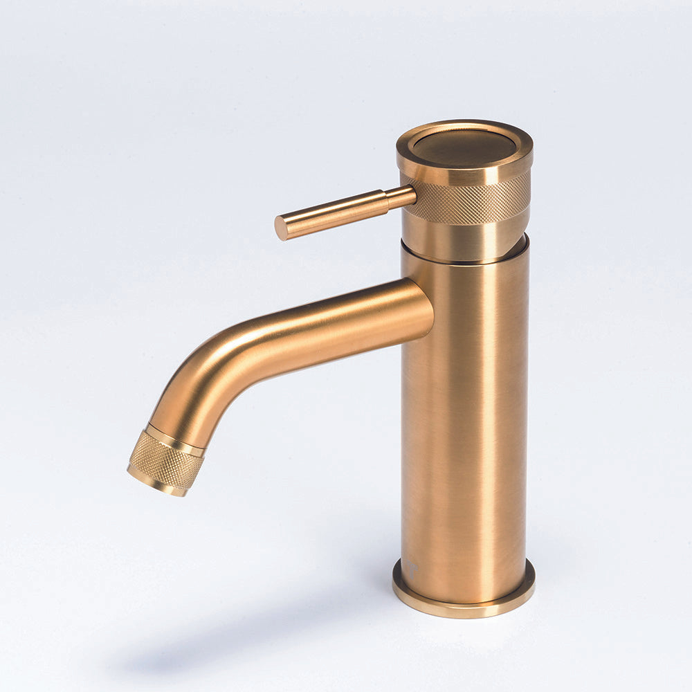 Tubico Volga Miscelatore lavabo in acciaio inox 316L oro Made in Italy T84119G