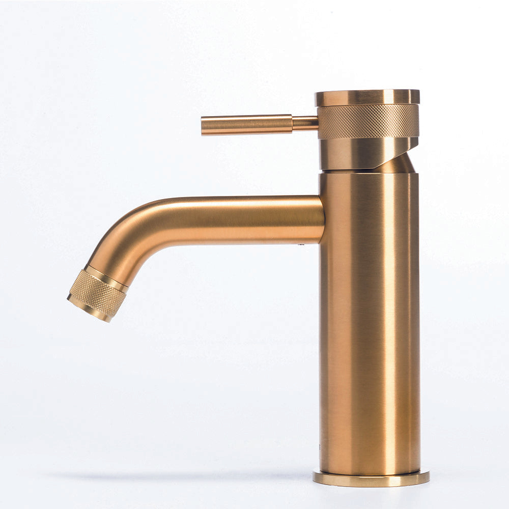 Tubico Volga Miscelatore lavabo in acciaio inox 316L oro Made in Italy T84119G