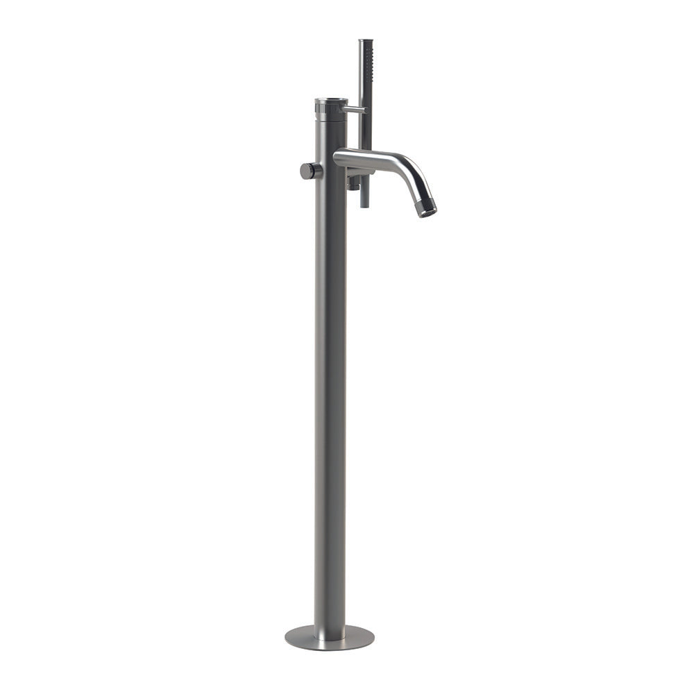 Tubico Volga miscelatore freestanding vasca in acciaio inox 316L satinato Made in Italy T84124S