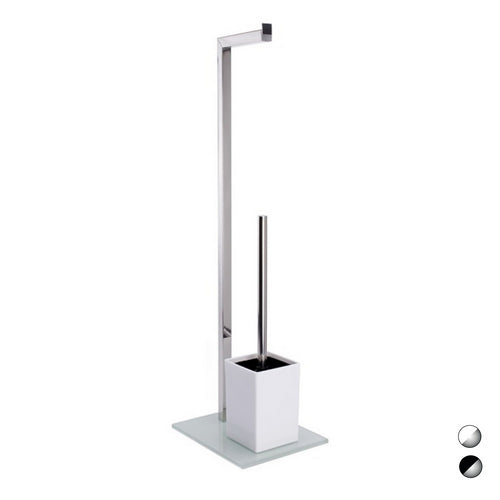 Dianflex PIANTANA COLONNA ACCIAIO INOX PORTA SCOPINO BASE VETRO RETTANGOLARE    Acciaio Inox Vetro Bianco - 121-C2183-AB