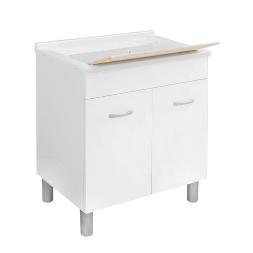 Dianflex LAVATOIO CON MOBILE IN NOBILITATO E TAVOLA IN LEGNO     L cm. 80 x P cm. 50 - 140-1012-5080