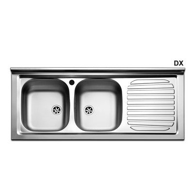 Apell LAVELLO APPOGGIO IN ACCIAIO INOX CON 2 VASCHETTE  cm 120 gocciolatoio sx - 140-181-SX