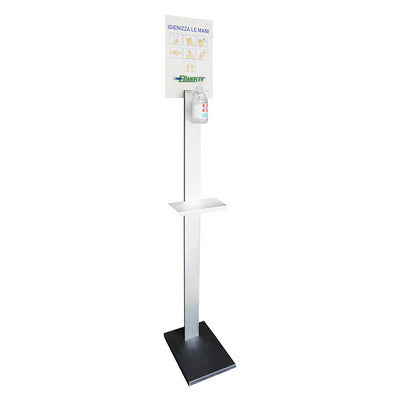 Dianflex COLONNINA PORTA GEL IGIENIZZANTE CON MENSOLA PER GUANTI IN ALLUMINIO   HxLxP cm 160x24x35 - 150-P2021