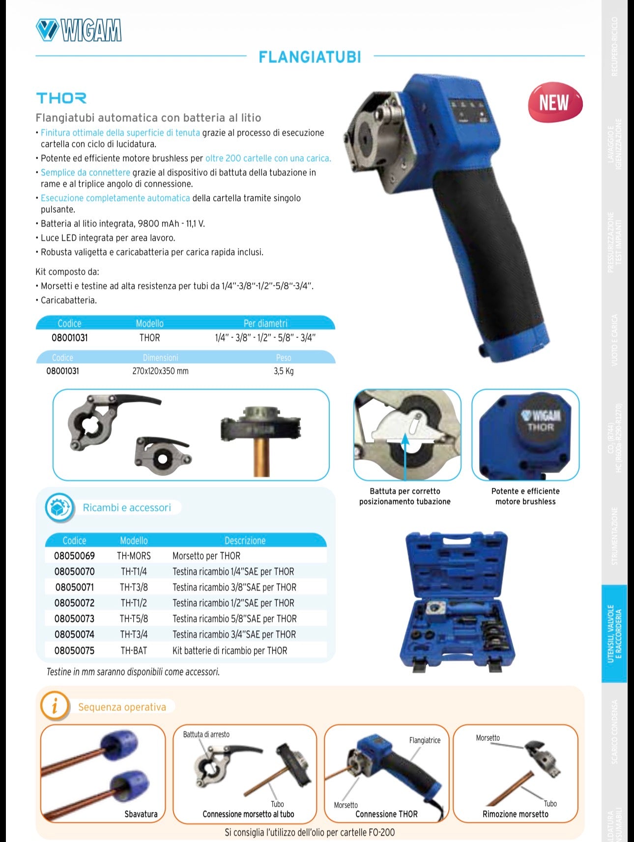 Wigam - THOR Flangiatubi Automatica Batteria Litio - 08001031