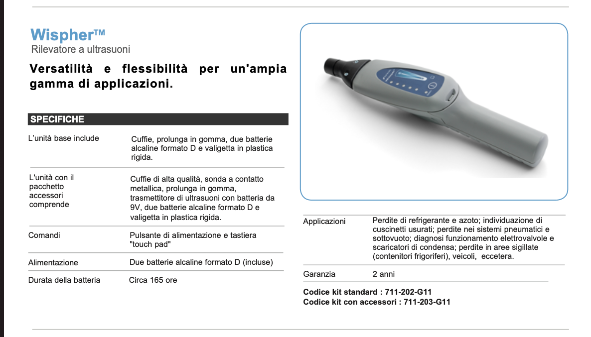 Inficon Rilevatore di perdite a ultrasuoni Whisper 711-202-G11