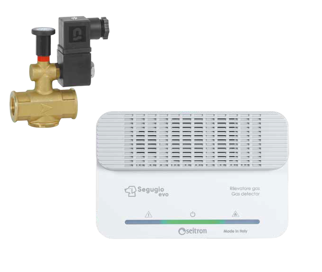 Seitron Kit Segugio Evo CH4 N.O. Kit rilevatore Metano con elettrovalvola KDMU01