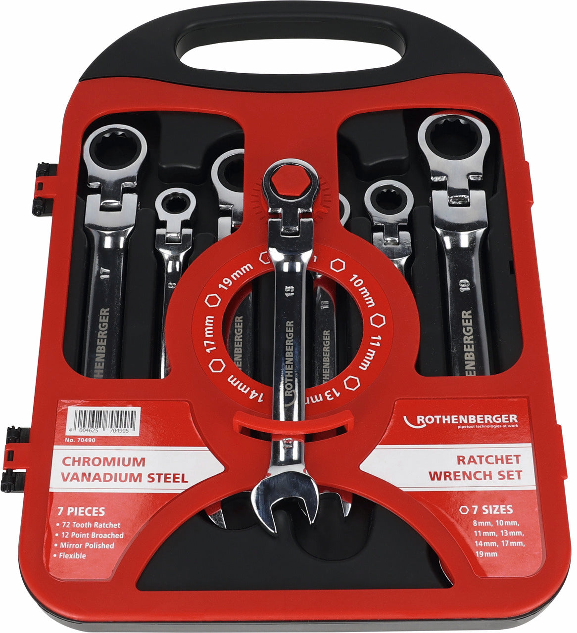Rothenberger ROCLICK Set, Chiavi fisse e a cricco ad anello snodate, 7 pz - 70490