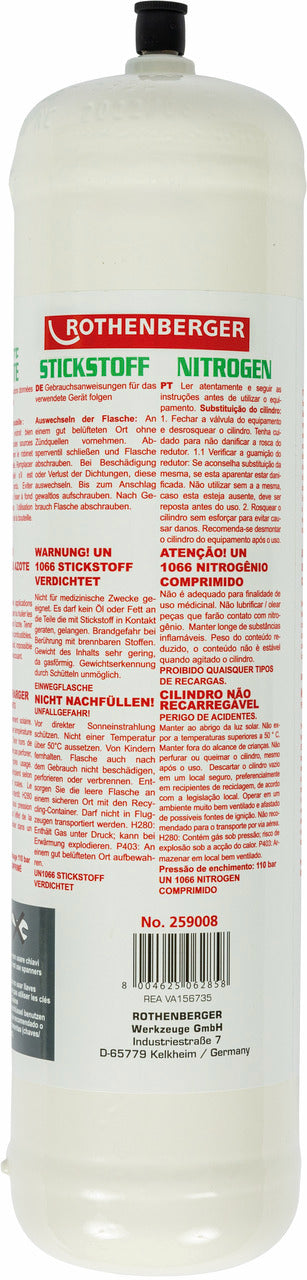 Rothenberger Bombola di azoto 1kg, 950cm3, 110 bar - 259008
