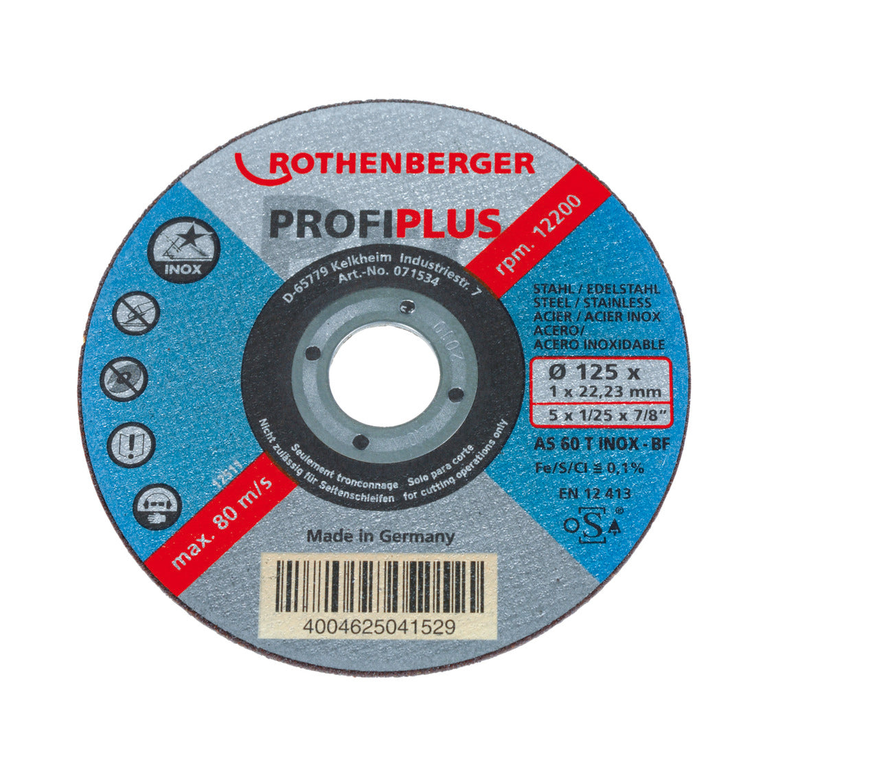 Rothenberger Disco da taglio INOX PROFI PLUS 115 x 1 mm (10 pz) - 071533D